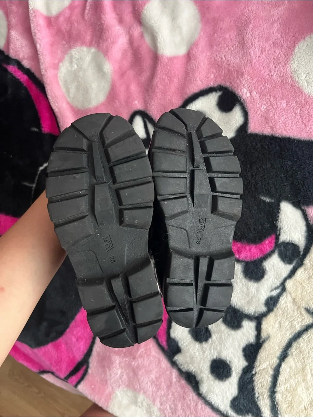 Zara Kids Black Heart Buckle Ankle Boots with Chunky Sole
